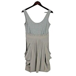 81 POPPIES Womens Gray Size 4 Drape Pockets Sleeveless Jersey Tank Dress H1